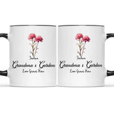 Fleurs de naissance du jardin de grand-mère - Cadeau de tasse d’accent personnalisé pour grand-mère, maman